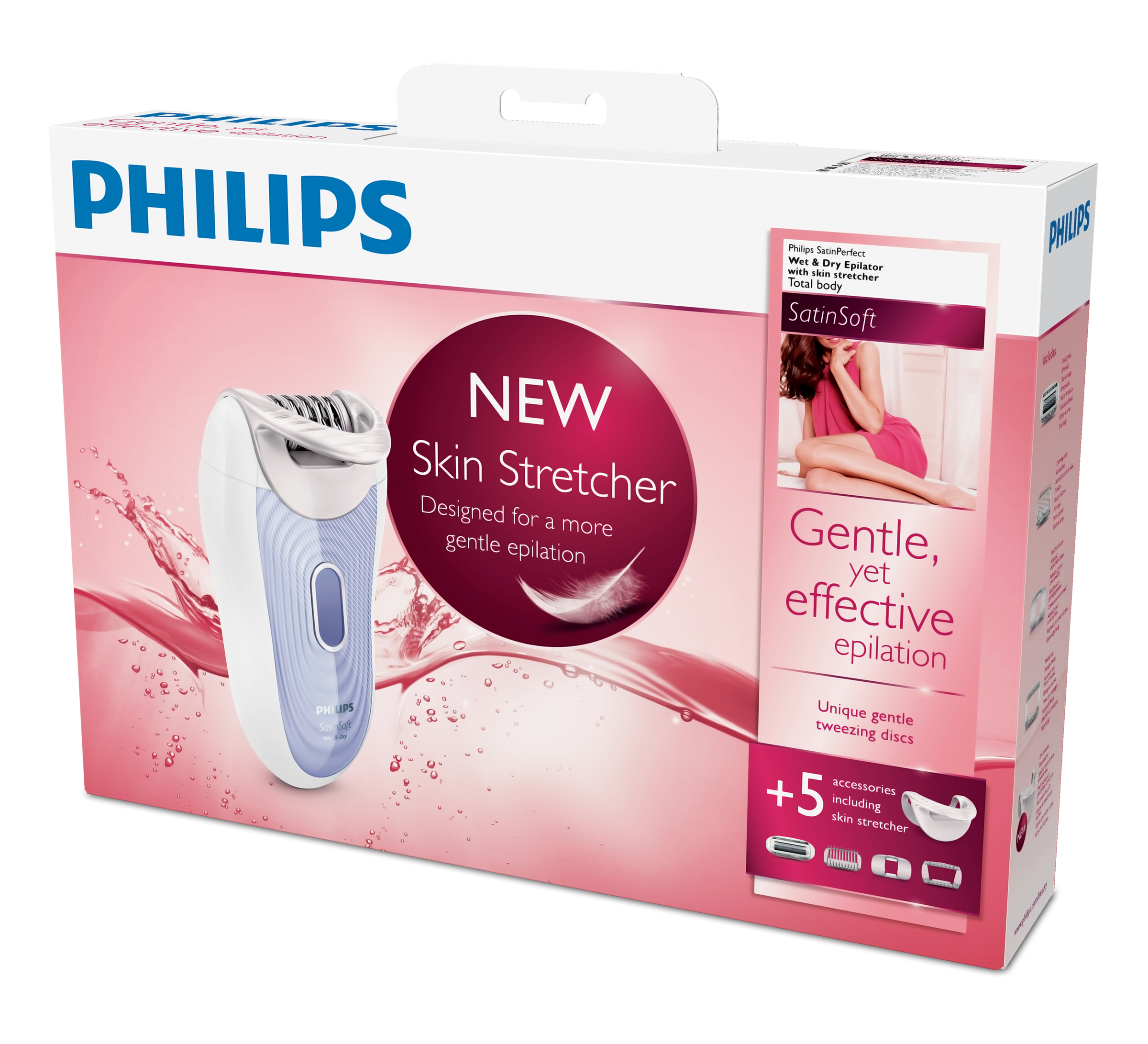 Philips SatinSoft Epilator Wet & Dry Skin Stretcher Electric Cordless HP6523/03 eBay