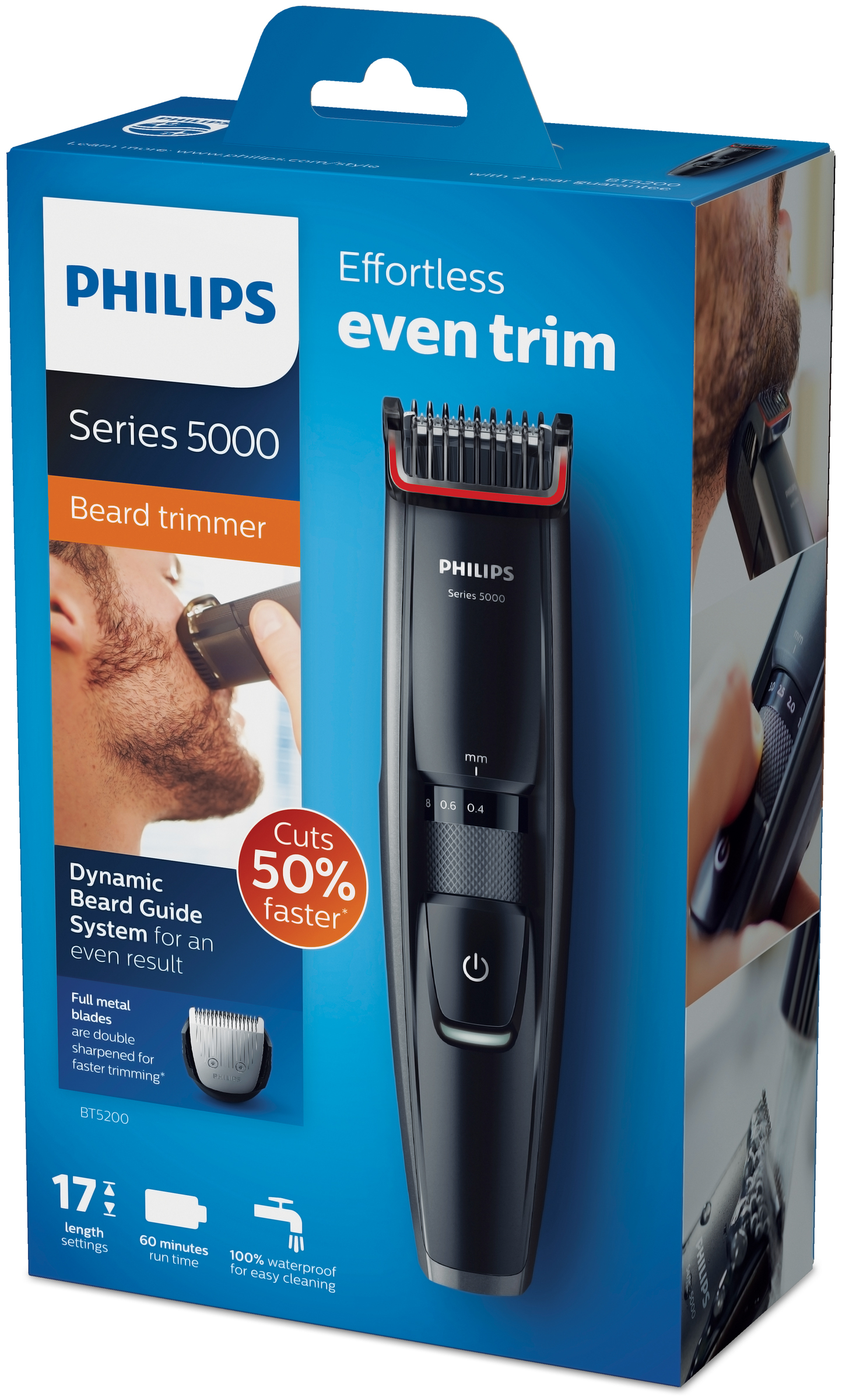 Philips Beardtrimmer Series 5000 Stubble Trimmer Precision Cordless ...